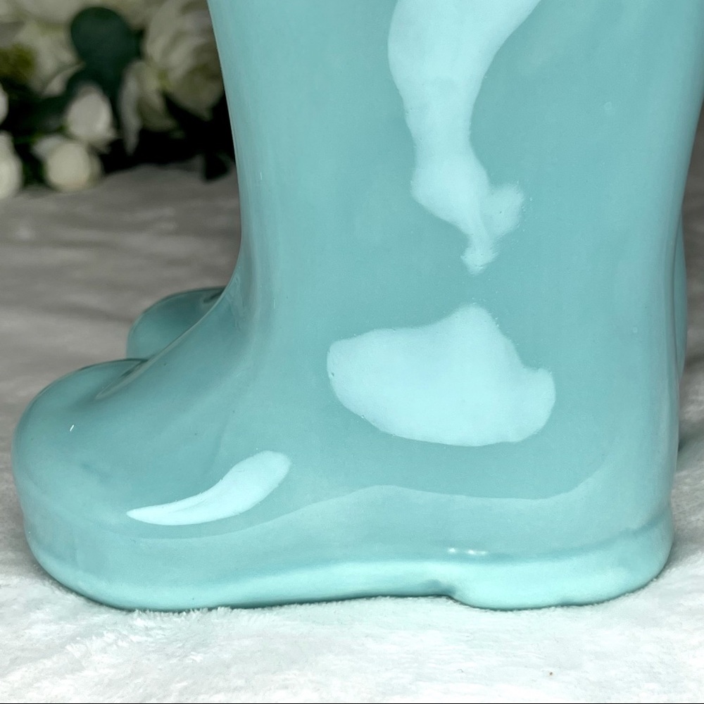 ❌SOLD❌ Rae Dunn NWT FRESH HERBS Rain Boots Planter Aqua Blue Green 6” Planter - Picture 15 of 16